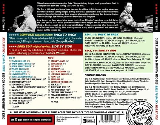 Back to Back- Side By Side ( + Bonus Tracks) - CD Audio di Duke Ellington - 2
