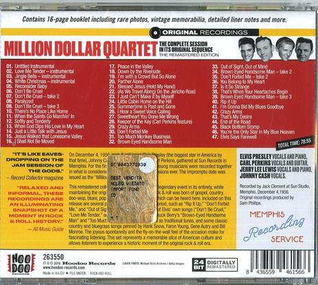 Million Dollar Quartet. The Complete Session in its Original Sequence - CD Audio di Johnny Cash,Elvis Presley,Jerry Lee Lewis,Carl Perkins - 2