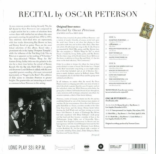 Recital By Oscar Peterson (+ Bonus Tracks) - Vinile LP di Oscar Peterson - 2