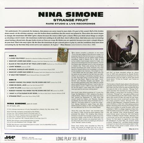 Strange Fruit (180 gr. Limited Edition - Import) - Vinile LP di Nina Simone - 2