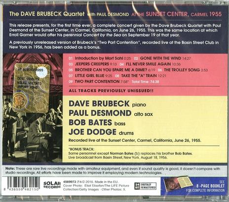 At the Sunset Center, Carmel 1955 - CD Audio di Dave Brubeck - 2