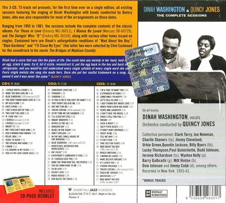 The Complete Sessions - CD Audio di Quincy Jones,Dinah Washington - 2