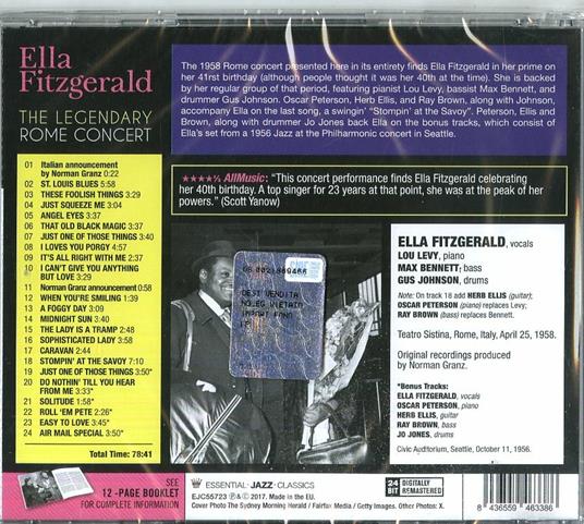 Legendary Rome Concert - CD Audio di Ella Fitzgerald - 2