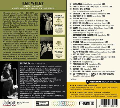 Night in Manhattan - Sings Vincent Youmans & Irving Berlin - CD Audio di Lee Wiley - 2
