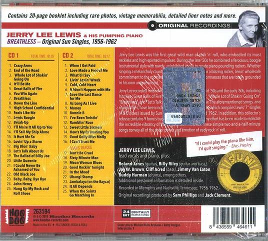 Breathless. Original Sun Singles 1956-1962 - CD Audio di Jerry Lee Lewis - 2