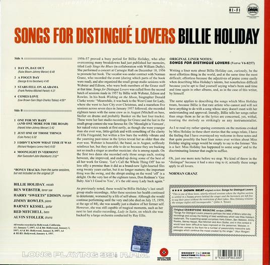 Songs for Distingue Lovers - Vinile LP di Billie Holiday - 2