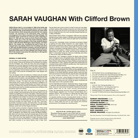 Sarah Vaughan with Clifford Brown (Limited Edition) - Vinile LP di Clifford Brown,Sarah Vaughan - 2