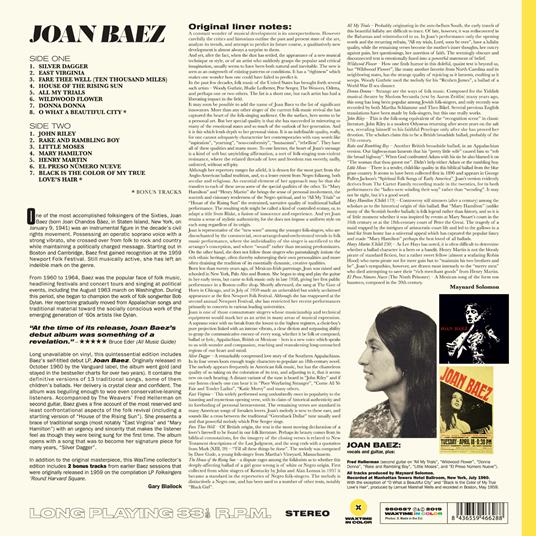 Joan Baez - Vinile LP di Joan Baez - 2