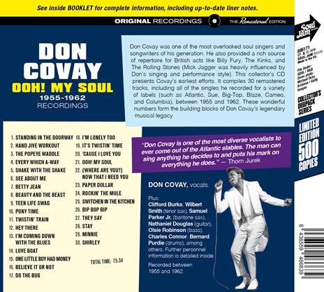 Ooh! My Soul 1955-1962 Recordings - CD Audio di Don Covay - 2