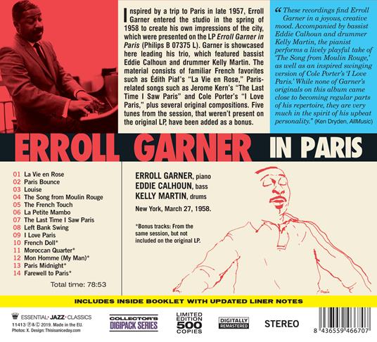 In Paris (with Bonus Tracks) - CD Audio di Erroll Garner - 2
