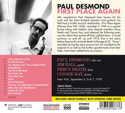 First Place Again - CD Audio di Paul Desmond