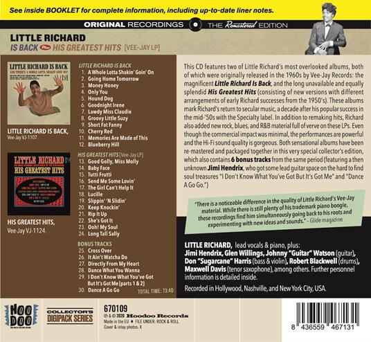 Little Richard Is Back + His Greatest Hits (Digipack) - CD Audio di Little Richard - 2