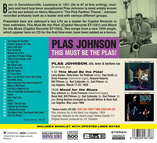 This Must Be the Plas! - Mood for the Blues - CD Audio di Plas Johnson - 2