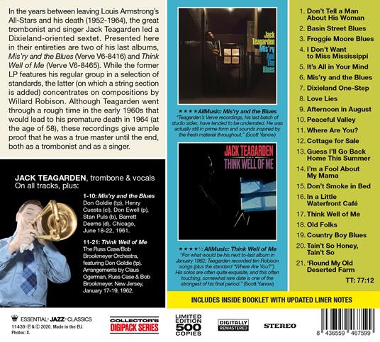 Mis'ry and the Blues - Think Well of Me - CD Audio di Jack Teagarden - 2