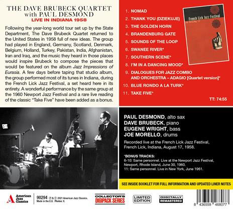 Live in Indiana 1958. The Complete Session - CD Audio di Dave Brubeck - 2