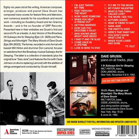 Subways Are For Sleeping + Piano, Strings And Moonlight - CD Audio di Dave Grusin - 3