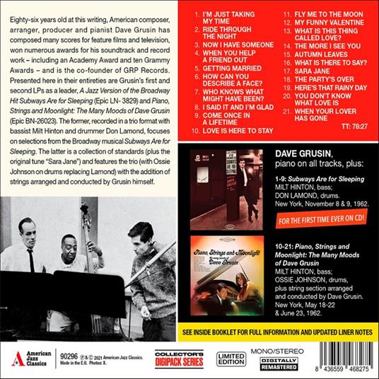 Subways Are For Sleeping + Piano, Strings And Moonlight - CD Audio di Dave Grusin - 3