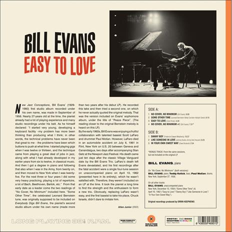 Easy To Love + 1 Bonus Track (180 gr. Coloured Vinyl) - Vinile LP di Bill Evans - 2