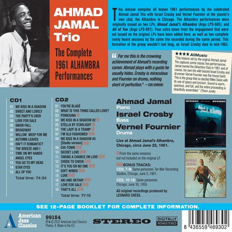The Complete 1961 Alhambra Performances - CD Audio di Ahmad Jamal - 2