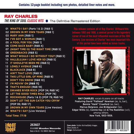 The King Of Soul - Classic Hits - CD Audio di Ray Charles - 2