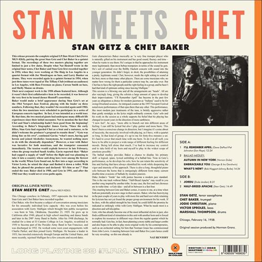 Stan Meets Chet (Limited Edition Orange Vinyl) - Vinile LP di Chet Baker,Stan Getz - 2