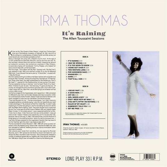 It'S Raining - The Allen Toussaint Sessions - Vinile LP di Irma Thomas - 2