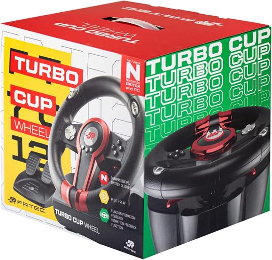 Blade Turbo cup, Sterzo + Pedali, Nintendo Switch, Nintendo Switch Lite, PC, D-pad, 180°, Cablato, Nero, Rosso - 5