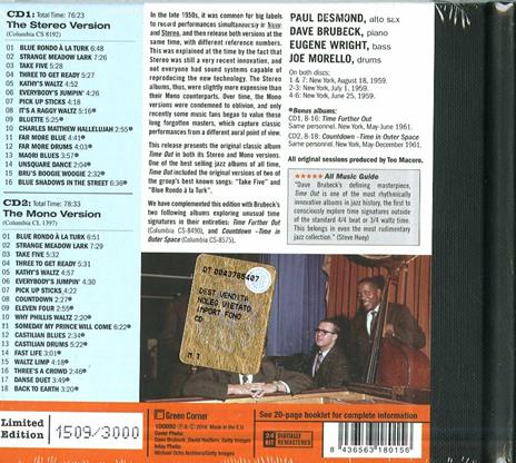 Time Out. The Mono & Stereo Versions - CD Audio di Dave Brubeck - 2