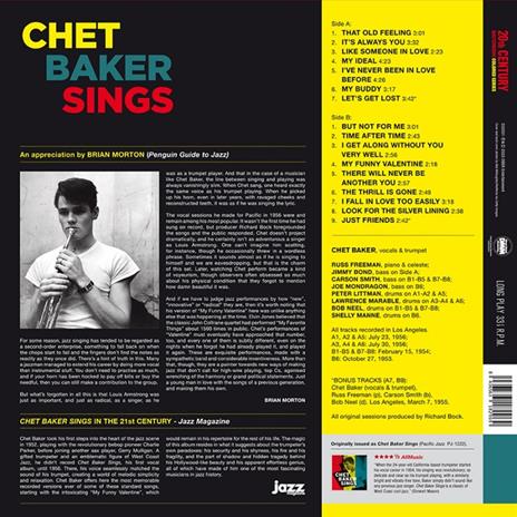 Sings (Limited Edition Blue Vinyl) - Vinile LP di Chet Baker - 2
