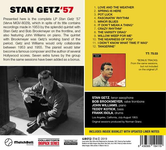 Stan Getz '57 (with Bonus Tracks) - CD Audio di Stan Getz - 2