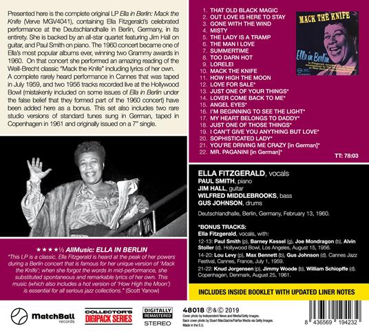 Mack the Knife. Ella in Berlin (with Bonus Tracks) - CD Audio di Ella Fitzgerald - 2
