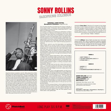 Saxophone Colossus (Gatefold Sleeve) - Vinile LP di Sonny Rollins - 2