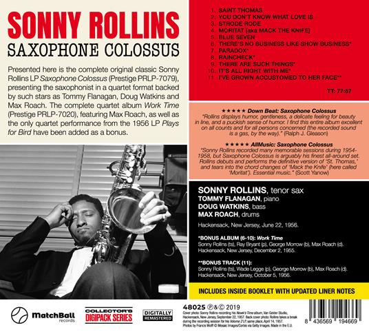 Saxophone Colossus - Work Time - CD Audio di Sonny Rollins - 2