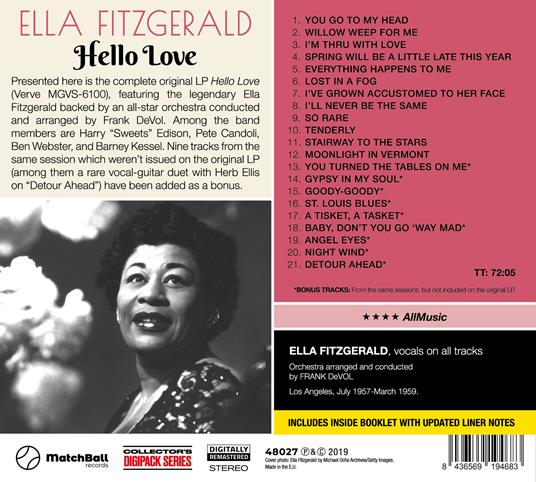 Hello Love (with Bonus Tracks) - CD Audio di Ella Fitzgerald - 2