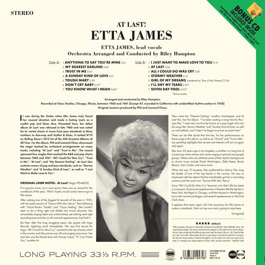 At Last! (180 gr.) - Vinile LP + CD Audio di Etta James - 2
