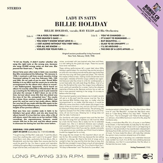 Lady in Satin - Vinile LP + CD Audio di Billie Holiday - 2