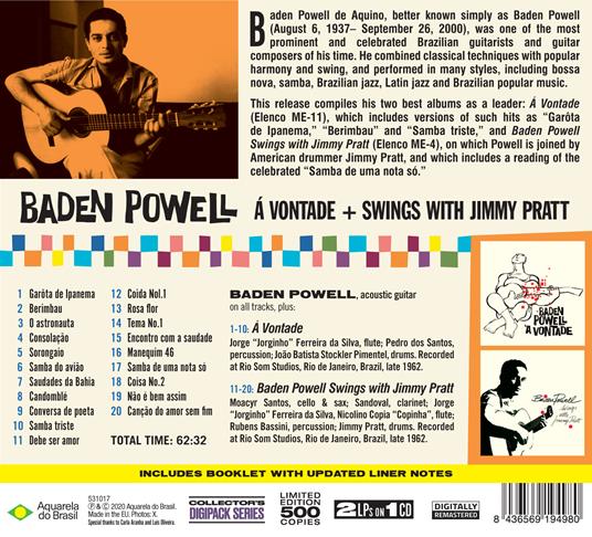 A Vontade - Swings with Jimmy Pratt - CD Audio di Baden Powell - 2