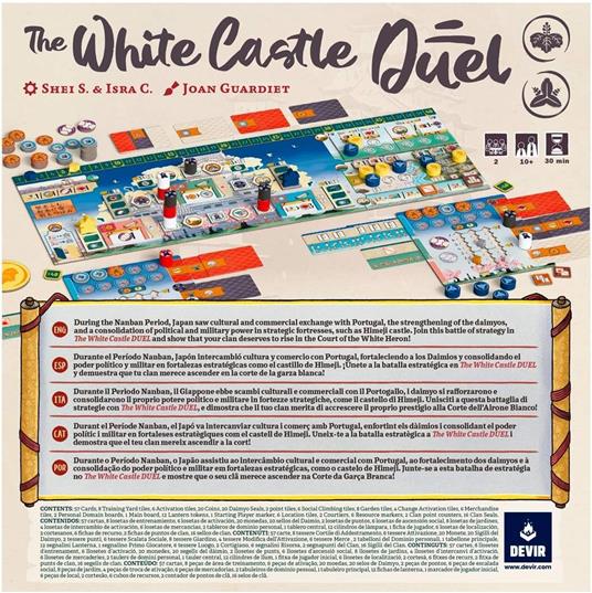 DEVIR The White Castle Duel – Gioco da Tavolo Strategico per 2 Giocatori, Piazzamento Dadi e Gestione Risorse, 10+ - 3