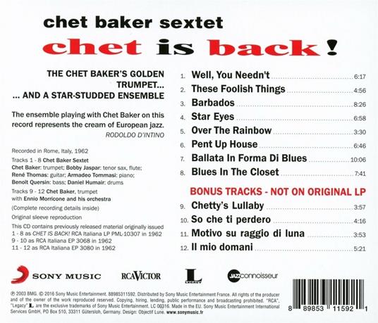 Chet Is Back (Digipack) - CD Audio di Chet Baker - 2