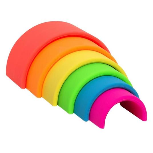 dëna Set di Giocattoli in Silicone Arcobaleno Neon 6 pz