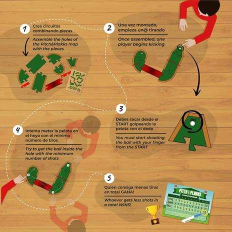 PITCH & PLAKKS  Minigolf Gioco da Tavolo  Per Bambini e Adulti  Da 3 a 99 Anni  Da 1 a 10 Giocatori  Legno  Giochi Educativi e di Abilità  Gioco Creativo  Per Tutta la Famiglia - 6
