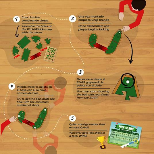 PITCH & PLAKKS  Minigolf Gioco da Tavolo  Per Bambini e Adulti  Da 3 a 99 Anni  Da 1 a 10 Giocatori  Legno  Giochi Educativi e di Abilità  Gioco Creativo  Per Tutta la Famiglia - 6