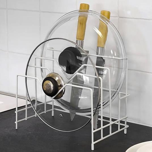 Porta Mestoli E Coperchi Da Cucina - 2 Pezzi Pieghevoli | Gancio Appendibile, Antiscivolo - Foto 9