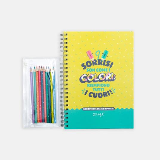 Libro da colorare + matite colorate - I sorrisi son come i colori: riempiono tutti i cuori! - 5