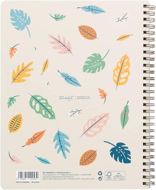 Taccuino A5, fogli bianchi a righe, con tasca interna e 3 fogli di adesivi Mr Wonderful - So Many Great Ideas - 5