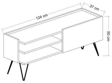 Mobile Porta Tv Aral in Truciolare Melaminico, Metallo, Nero, Rovere, EPIKASA - 11