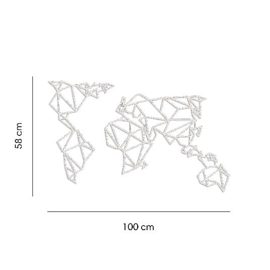 HOMEMANIA Decorazione da Parete World. Wall Art Muro. Mondo. Per Soggiorno, Camera, Ufficio. Bianco in Acciaio, 100 x 0,15 x 58 cm - 19