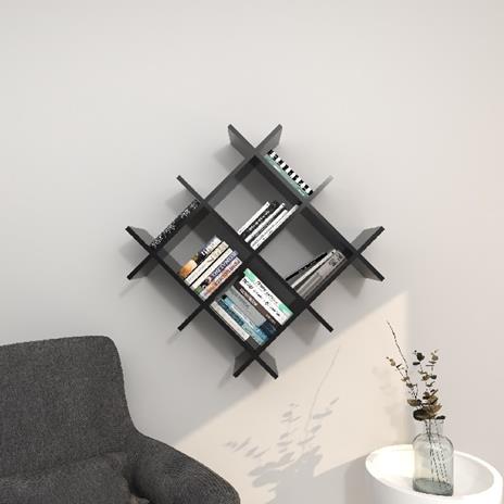 HOMEMANIA Mensola Farley da Parete, Porta Libri con Ripiani Nero in Truciolare Melaminico, 75 x 27 x 75 cm