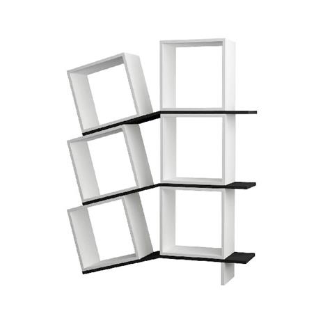 HOMEMANIA Libreria Balance con Ripiani, Mensole da Parete, Ufficio, Soggiorno Bianco, Antracite in Truciolare Melaminico, 115 x 25 x 147 cm - 4
