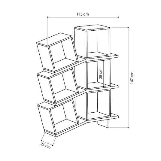 HOMEMANIA Libreria Balance con Ripiani, Mensole da Parete, Ufficio, Soggiorno Bianco, Antracite in Truciolare Melaminico, 115 x 25 x 147 cm - 5